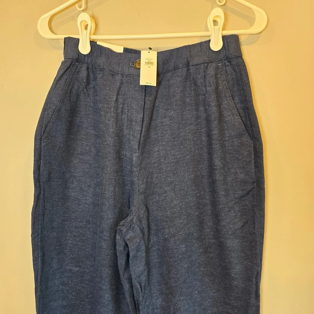 Banana Republic Pants Tapered High Rise Ankle Womens Extra Small Linen NWT Blue